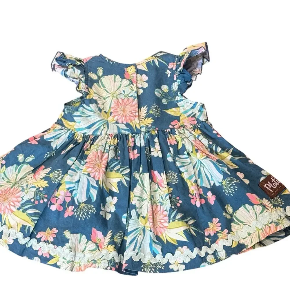Matilda Jane Platinum Dress Sz 2 Teal Floral Flutter Sleeve Ric Rac Boutique